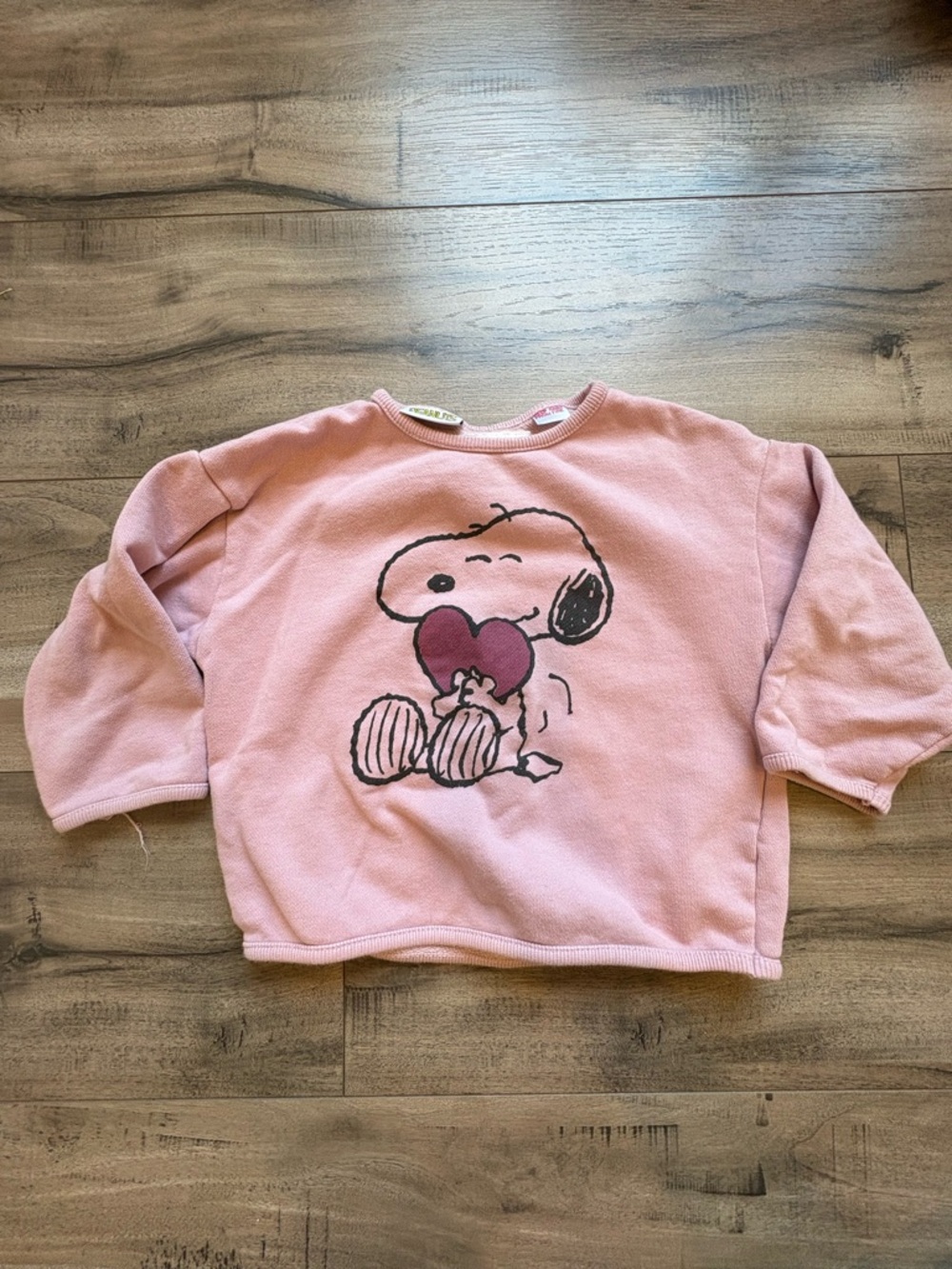 SOLD Zara Pink Snoopy Heart Pullover